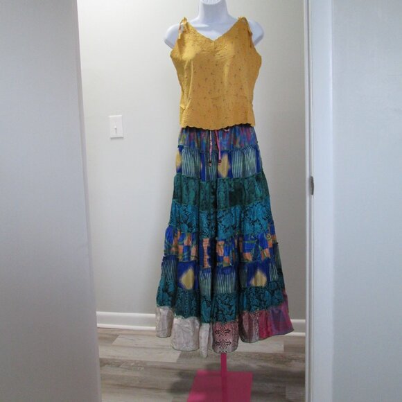 Wevez 7 Layer Tribal Skirt w/Easel Voile Cami Top Sz M NWT - Picture 3 of 14